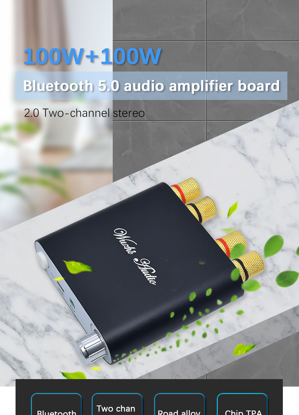 ZK-1002D 100W*2 BT 5.0 Wireless Mini Amplifier Board for Home Car TPA3116D2 5.0 AMP