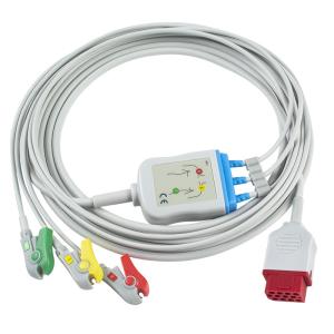 China Bionet New BM3 BM5 ECG Cables And Leadwires 12 Pin Connector ECG Cable 3 Lead IEC Grabber Clip factory