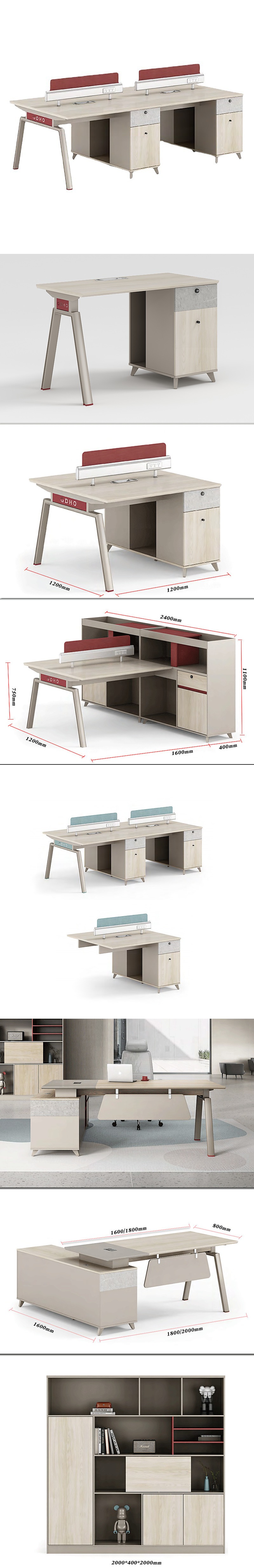 Living Room Office Furniture 4 Person Staff Table with Modular Workstation and Drawer
