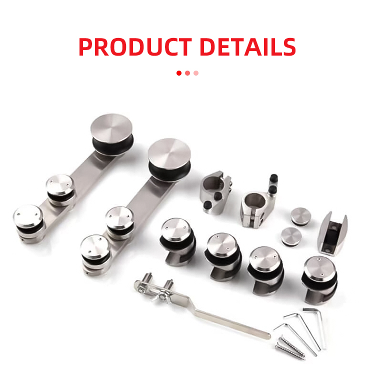 Frameless Glass Shower Room Rolling Barn Sliding Door Track Hardware Kit with Acrylic Tray