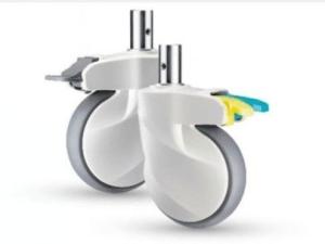 China New 5inch Medical Bed Caster Wheel Central Control Plunger Diameter 28 Caster With Brake factory