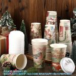 Christmas Paper Coffee Cups With Sleeves Lids 12 Oz Xmas Disposable Party Cup