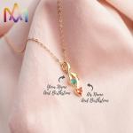 Engravable Stainless Steel Necklace With Birthstone Inlayed Pendant