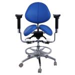 Ergonomic Split Saddle Seat Dentist Stool Luxury Micro Fiber Leather Dental
