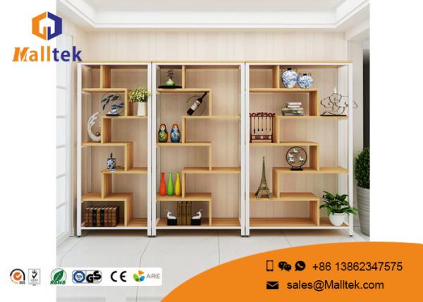 Powder Coated Wood Display Rack Height Adjustable Metal Steel For Furniture