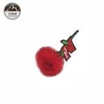 Red Flower Embroidery Designs Patches Custom Logo With Rabbit Fluff Material