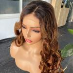 Brown Body Wave Frontal 4x4 Lace Wigs Transparent Lace Closure 200gram