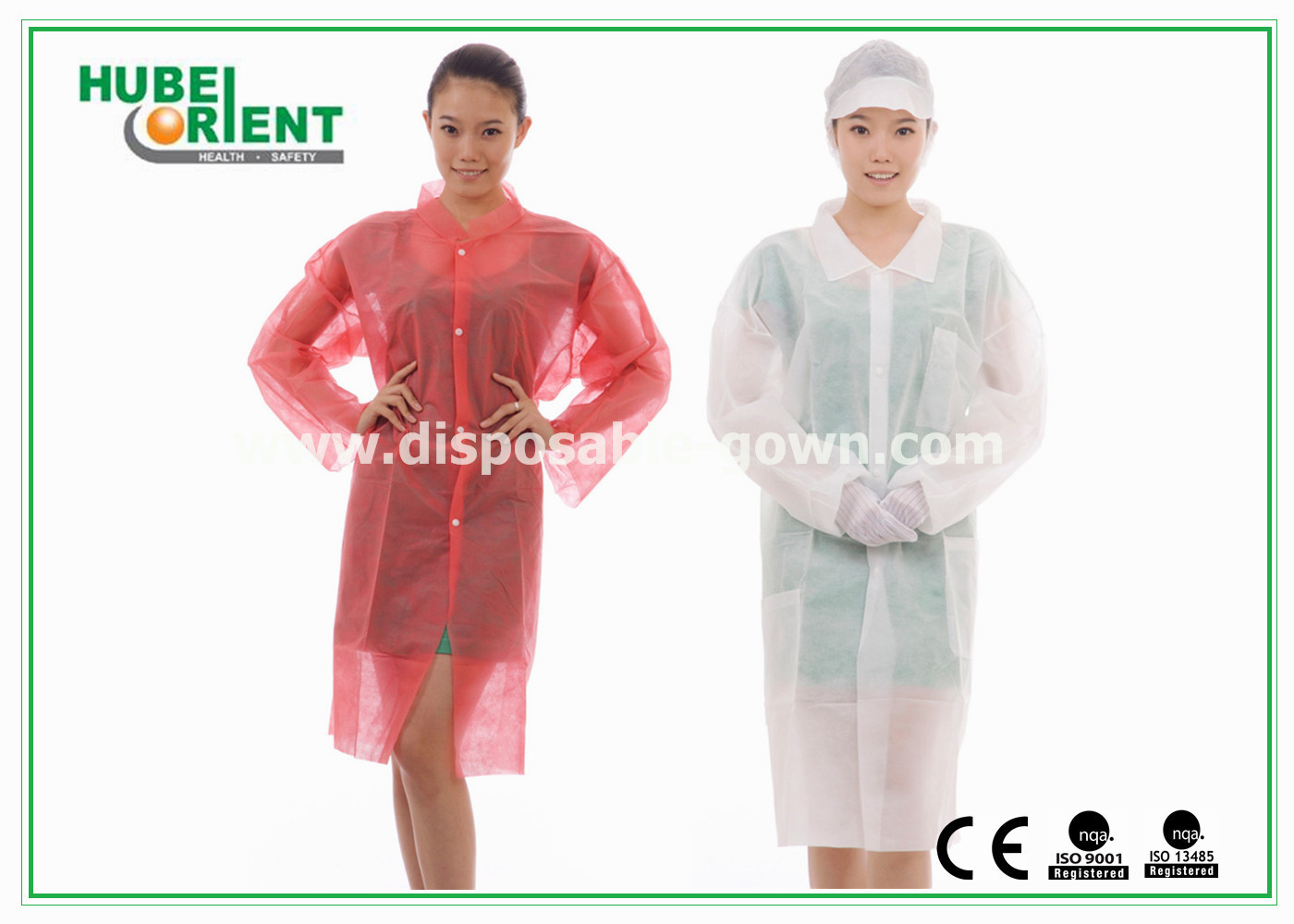 PP Or MP Or Tyvek Disposable Lab Coats With Snaps White/Blue/Red Fashion And Durable Use