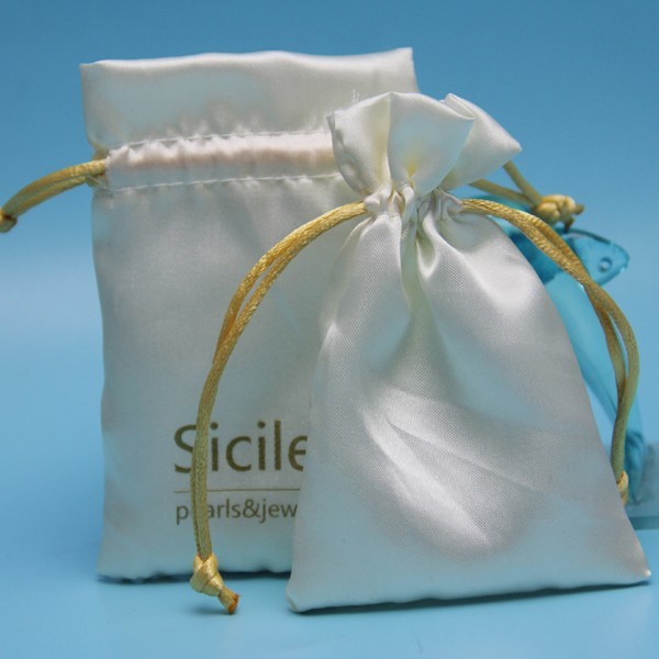 Soft Satin Black Drawstring Pouch for Jewelry soap herbs buttons favor bag