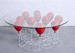 Home Decoration Fiberglass Furniture Red Color Fiberglass Balloon Standing Table