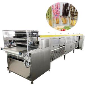 China 1300kg/h Chocolate Enrober Machine Air Cooling Pocky Sticks Double Coating Production Line factory