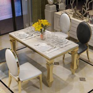 China Garden Home Luxury Dining Table And Chairs 240cm 120cm 140cm 6 Seater Marble factory