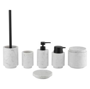 China Round Kalala White Marble Bathroom Accessories Sets Marble Soap Dispenser Set With Based factory