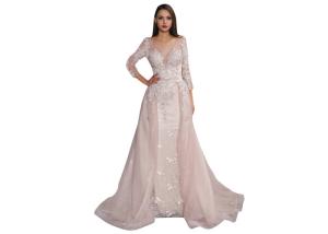China Sky Blue Color Saudi Arabic Evening Dresses Floral For Fashion Party Gown factory
