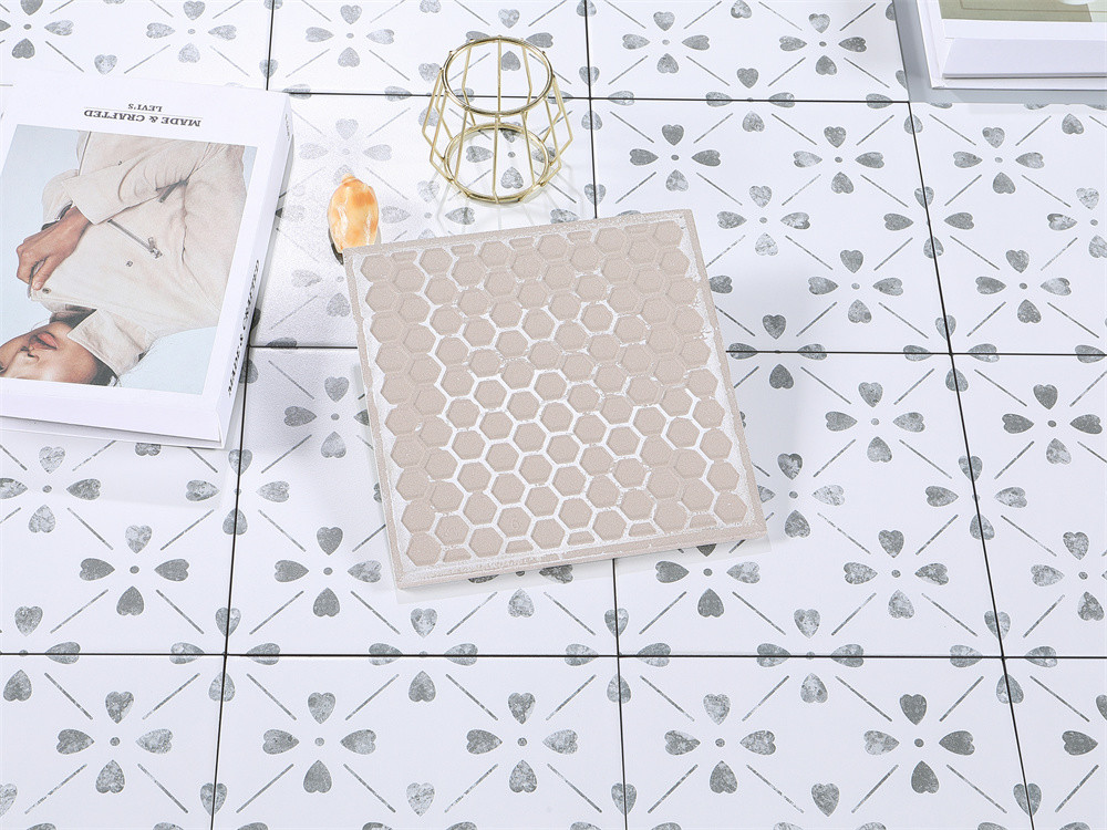 White 20x20cm Wear-Resistance Indoor Floral Ceramic Rustic Floor Tiles For Bathroom And Non-Slip Wall Tile For Living Room