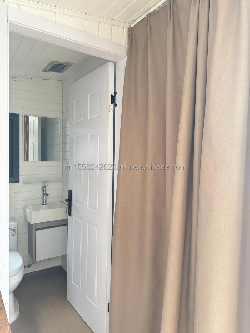50/75/100mm Wave Sandwich Panel Wood Bathrooms and Aluminum Alloy Windows Steel Wooden Structure Flat Pack Container House for Garden Hotels