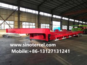 China 3 Axles Low Bed Semi Trailer 50-60 Tons Hydraulic Type Ladder Red factory