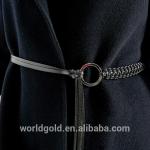 Dark Navy Women's Casual Winter Coats Wool Dress Jacket with Belt