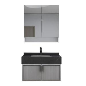 China LED Illuminated Customized Bathroom Cabinets 16mm Particle Board Vanity factory