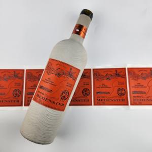 China Orange custom leather stickers Embossed Texture Wine Bottle Label factory