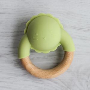 China Organic Beech Wooden Silicone Teether LFGB Standard Baby Rattle Ring factory