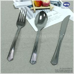 China 7 Inch Silver Disposable Plastic Utensils,Disposable Cutlery Set,disposable plastic forks-pre wrapped plastic cutlery factory
