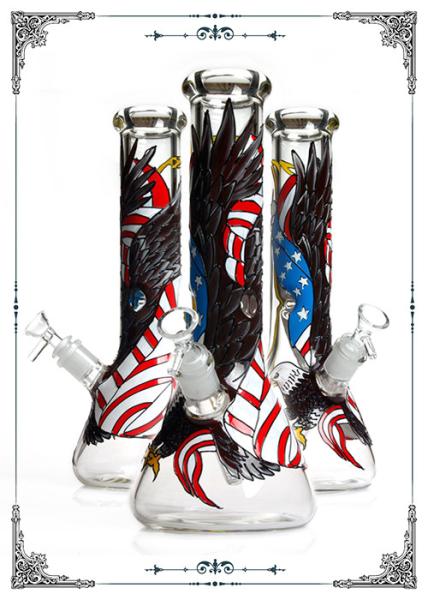 7MM Beaker Eagle Art On Glass Bongs With PHOENIX STAR LOGO