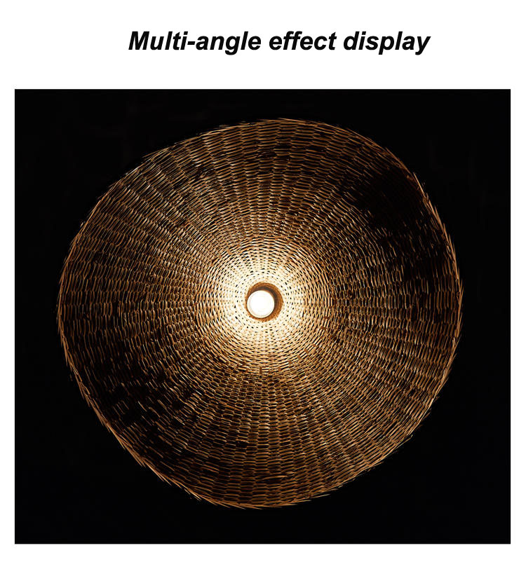Creative Rattan Pendant Light Big Straw Hat Style 3500K Warm White CCT