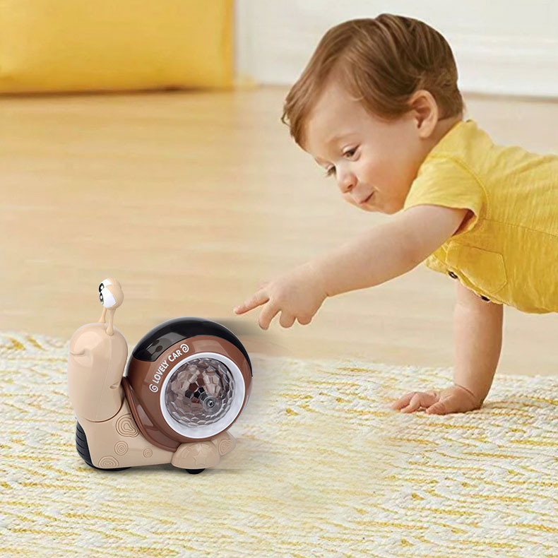 Plastic Electric Universal Swing Nodding Small Snail Music Projection Light Q Cute Snail Toy Car Children'S Toys