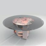 Turntable Luxury Modern Dining Table Stainless Steel Glass Surface