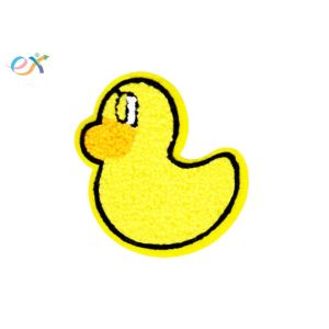 Felt Fabric Custom Chenille Patches Yellow Duck Shape With Sew On Backing
