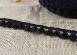 Water Soluble Flat Ball Black Lace Trim By The Yard , Chemical Polyester Lace