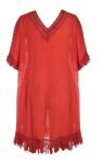 Summer Adult Plus Size Short Dresses V Neck With Lace Trims Design Size XS - XXL