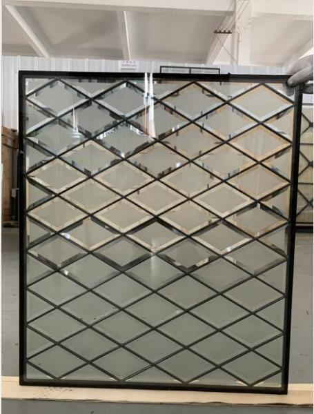 25.4MM Acid etched Beveled Decorative Leaded Glass Contemporary For Exterior