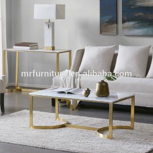 China High quality hotel Madison Park Antonio Marble Table Stainless Steel Coffee Side End Table factory