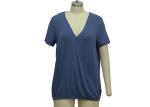 Customized Color Smart Casual Ladies Wear Womens Banded Bottom Shirts Light Blue
