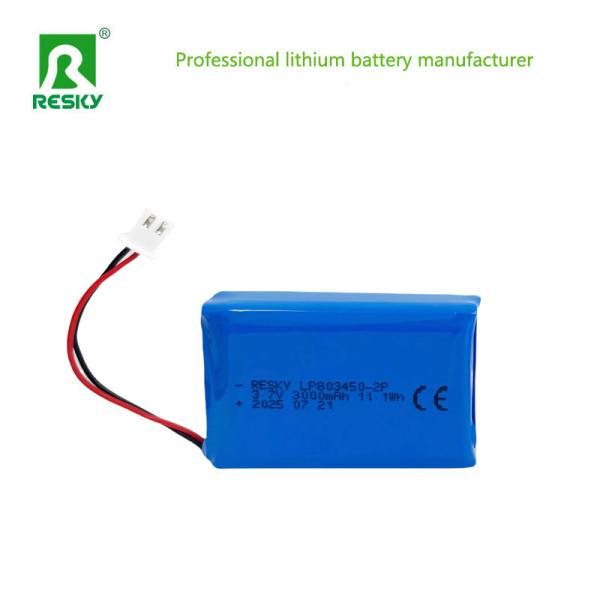 LP803450 2P 3.7V 3000mAh 11.1wh Rechargeable Lithium Polymer Battery Pack For