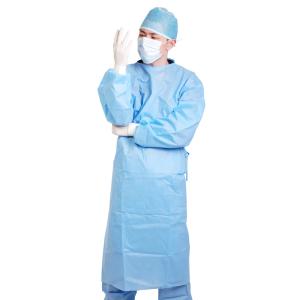 China Medical Blue Disposable Isolation Gown With Round Collar Polypropylene Material factory
