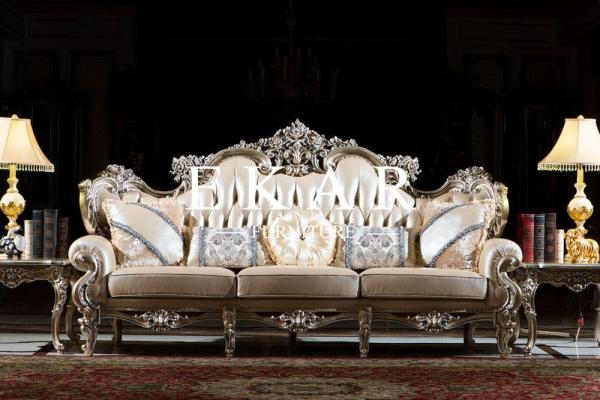 Saudi Arabia Majlis Arabic silver upholstery sofa victorian style furniture LS