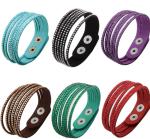 Multi strands velvet leather cuff bracelet studs leather bracelet