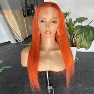 China Ginger Straight 13x4 Frontal Lace Wig Transparent 12A 300gram Customized factory