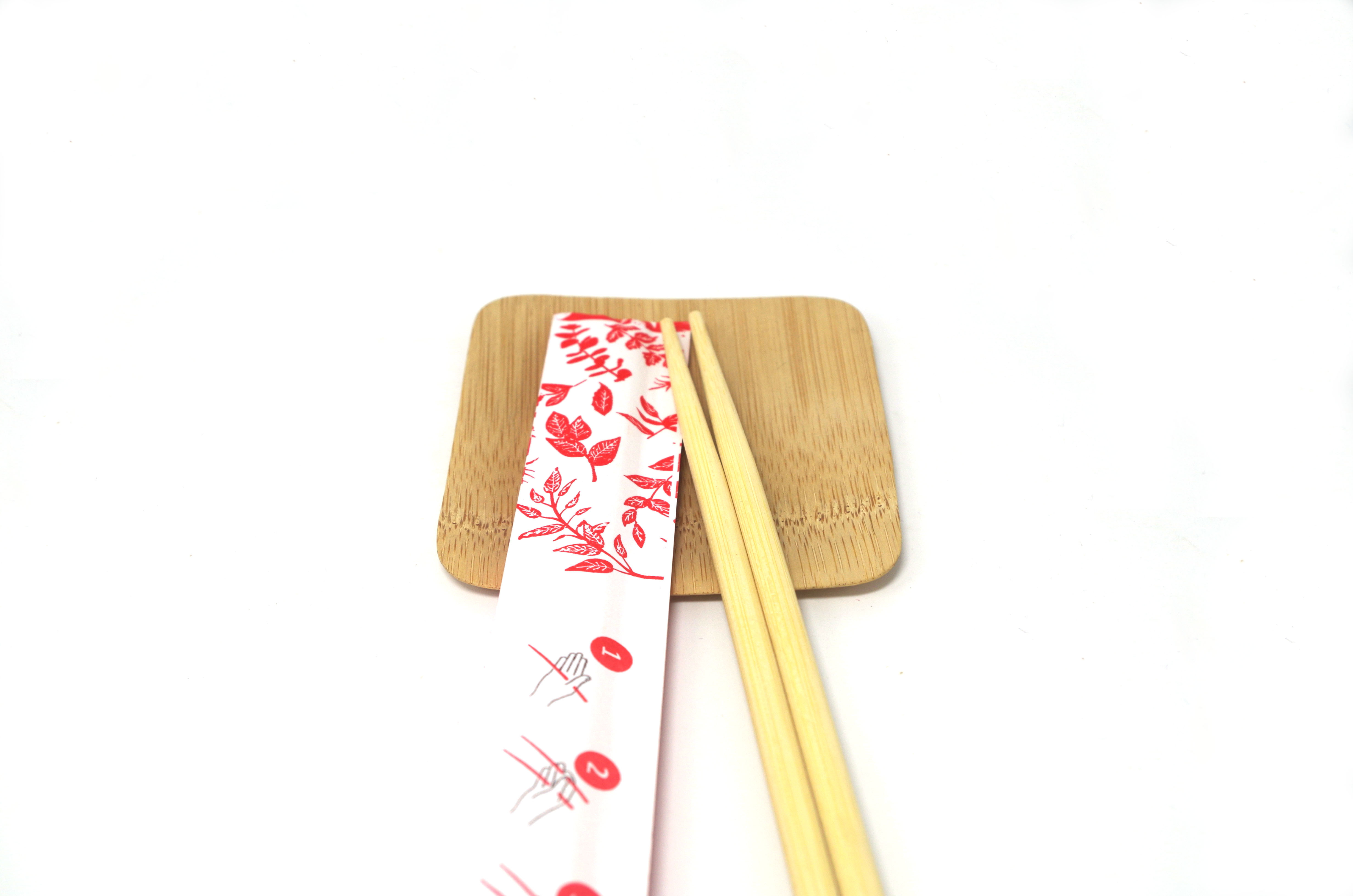 Paper Wrapped 23CM Disposable Bamboo Chopsticks With Customized Logo