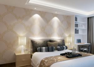 China Classical Damask European Style Wallpaper Washable for Household , Beige color factory