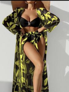 China Flattering Three Piece Swimming Suit Padded Cups Comfortable Fabric factory