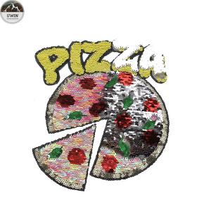 China Handmade Sequin Embroidery Patches For Garments , Clothes Pizza Style factory