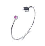 4.30g Personalised Sterling Silver Bangle For Ladies 6.0mm Red Heart