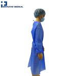 SMS Bule Medical Gown with Long Sleeve and Knitted Cuffs Custom Size