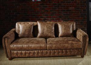 China Small Size Compact 2 Seater Leather Sofa Multi Buttons With Moveable Cushion factory