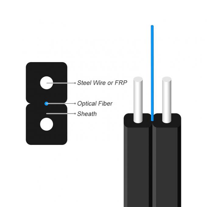 FTTH Flat Drop Cable Metallic FRP Gjyxch Single Mode Sm G657A1 A2 G652D 4