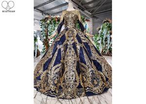 China Luxury Navy Blue Tailor Made Prom Dresses Floor Length Beads Tassel Sparkly Lace factory